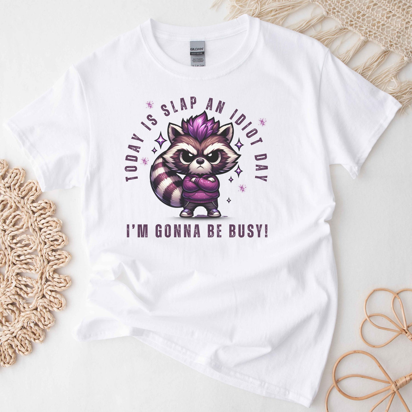 Slap An Idiot Day - Whimsical Raccoon Tee