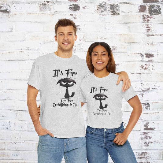 Everything Is Fine T-Shirt – Cat Lover Gift & Humor Tee