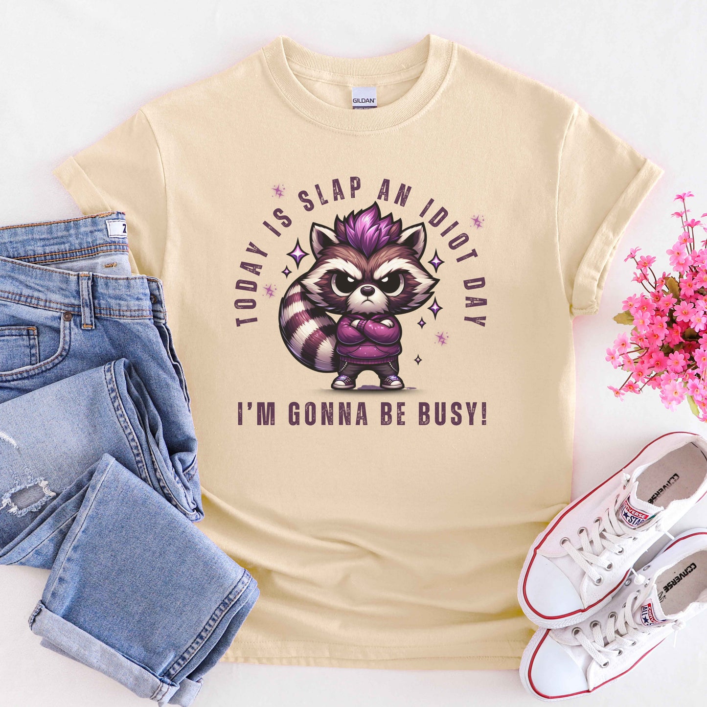 Slap An Idiot Day - Whimsical Raccoon Tee
