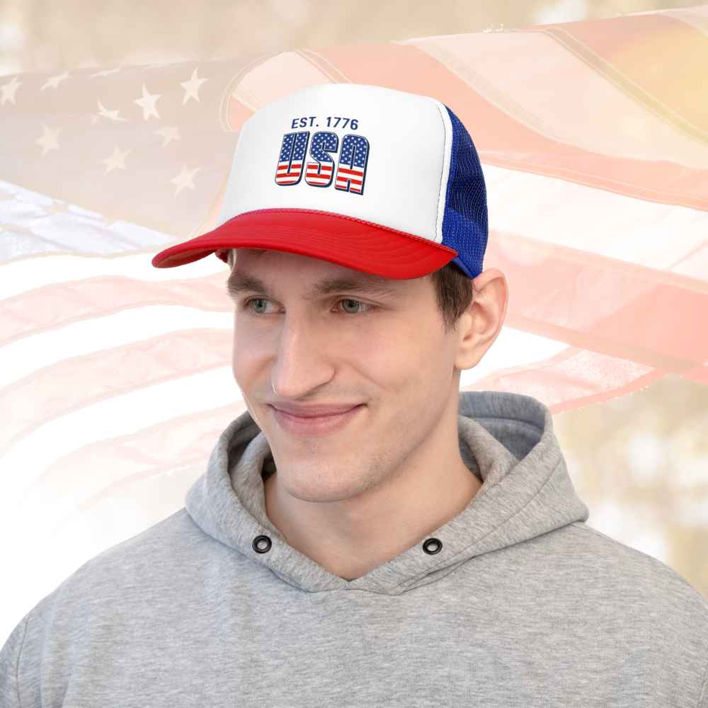 USA est. 1776 Patriotic Trucker Caps