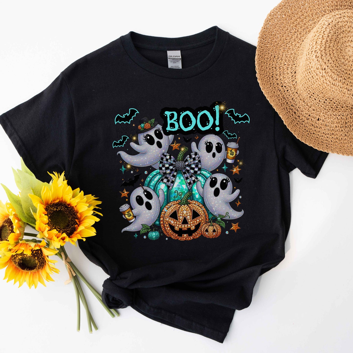 Cute Ghosts and Pumpkins Halloween Graphic Tee