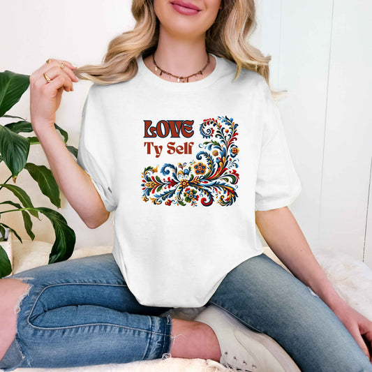 Motivational “Love Thy Self” Tee – Uplifting Self-Care Shirt for Everyday Wear