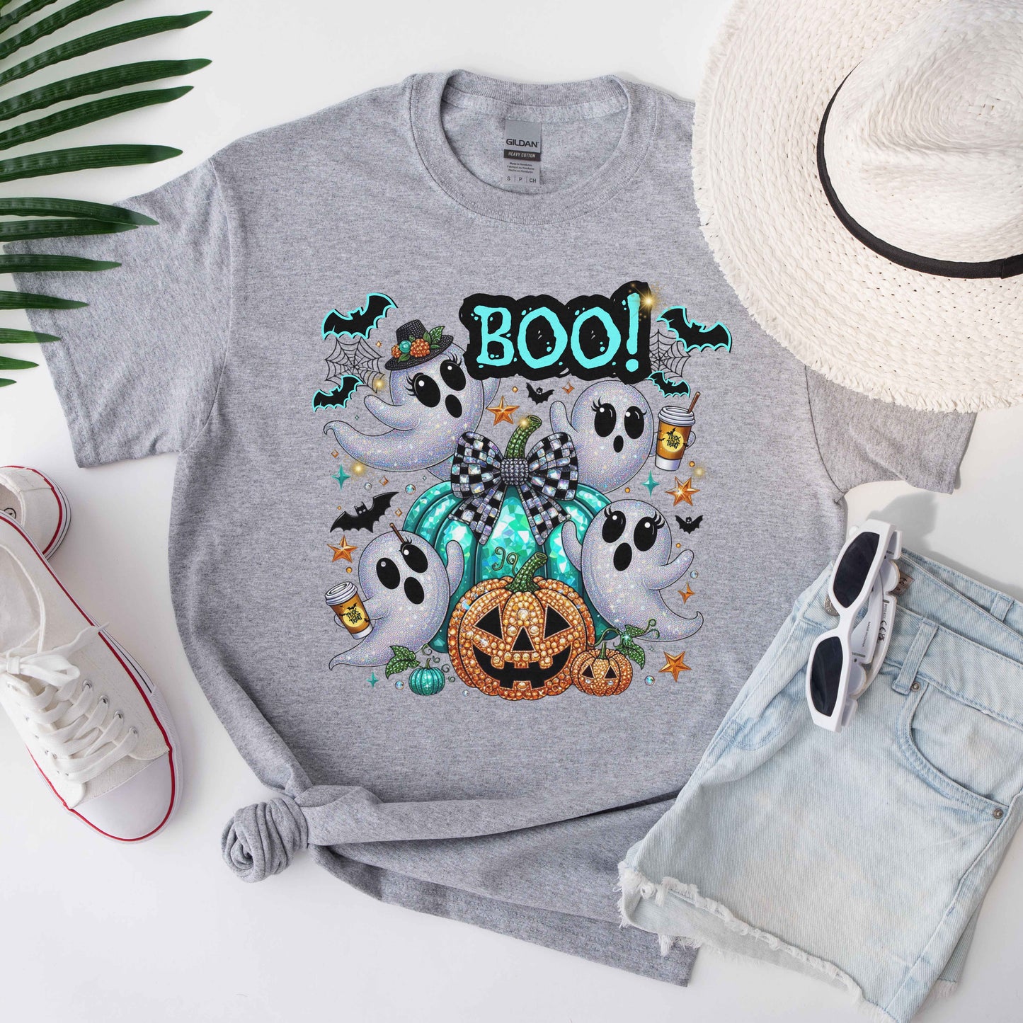 Cute Ghosts and Pumpkins Halloween Graphic Tee