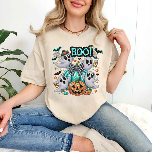 Cute Ghosts and Pumpkins Halloween Graphic Tee