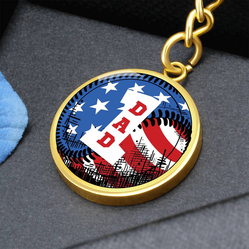 American flag baseball number one DAD - Keychain
