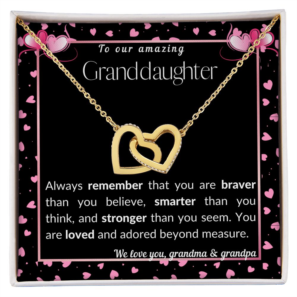 To our Granddaughter - Interlocking Hearts Necklace - love grandma & grandpa