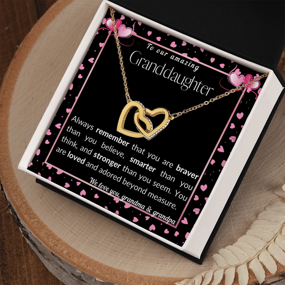 To our Granddaughter - Interlocking Hearts Necklace - love grandma & grandpa