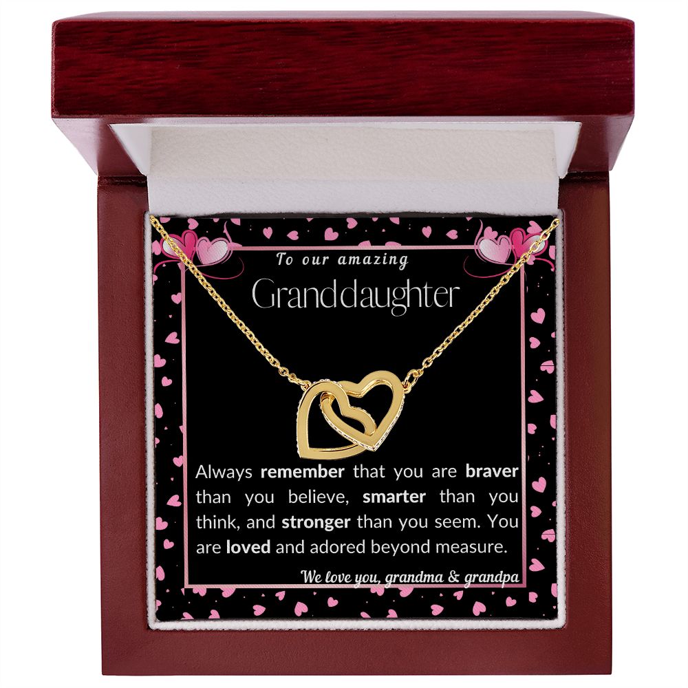 To our Granddaughter - Interlocking Hearts Necklace - love grandma & grandpa