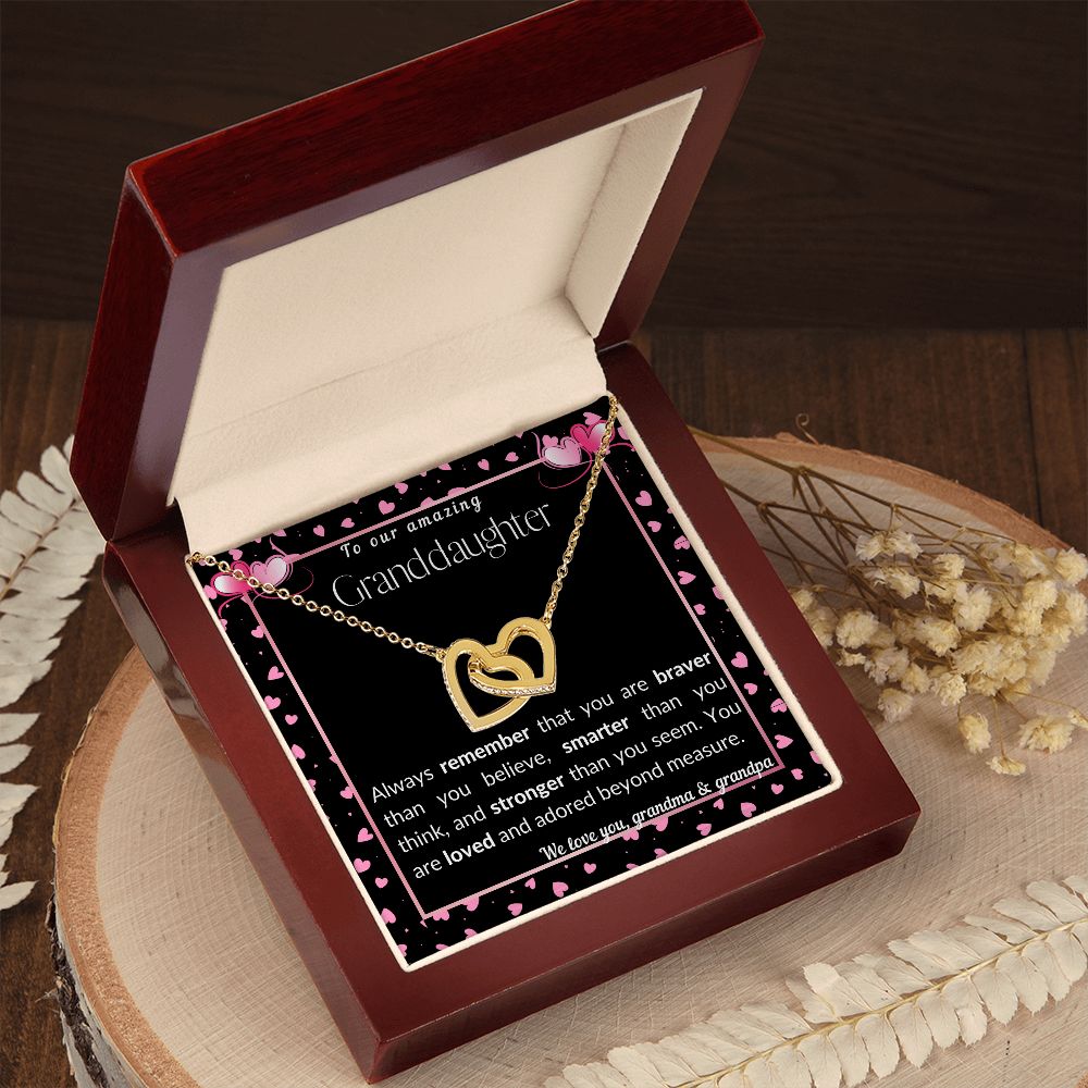 To our Granddaughter - Interlocking Hearts Necklace - love grandma & grandpa