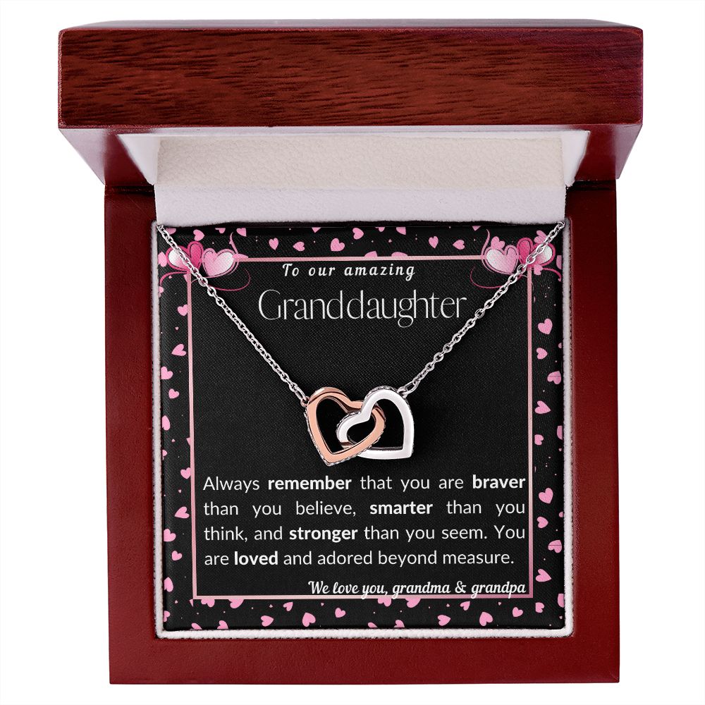 To our Granddaughter - Interlocking Hearts Necklace - love grandma & grandpa