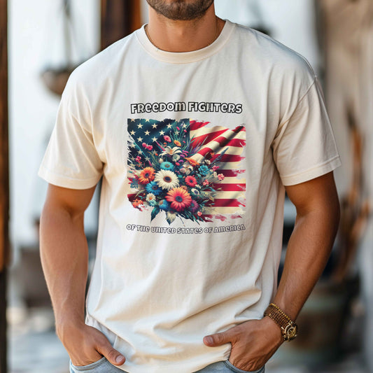 Patriotic Tee - Freedom Fighters, Flowers - Independence Day Shirt