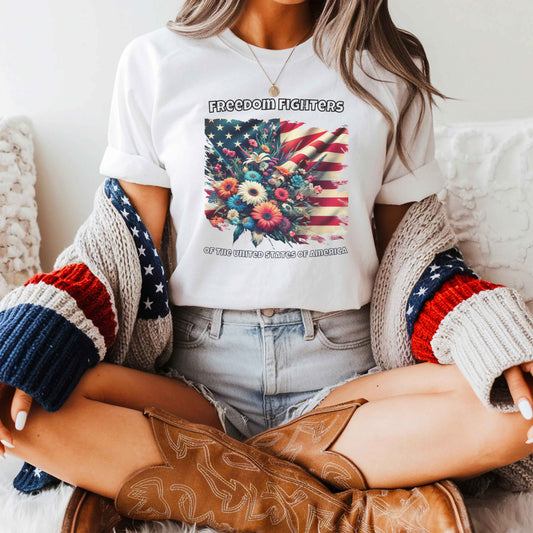 Patriotic Tee - Freedom Fighters, Flowers - Independence Day Shirt