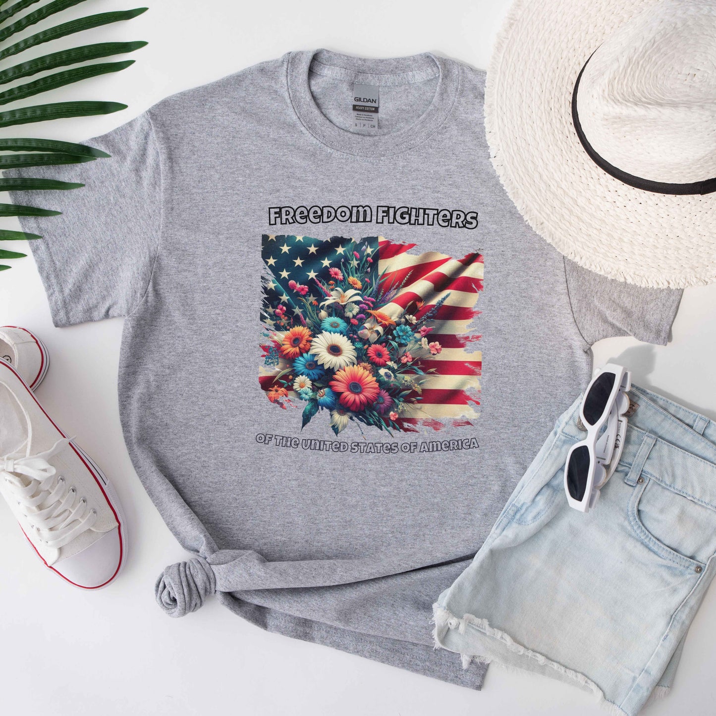 Patriotic Tee - Freedom Fighters, Flowers - Independence Day Shirt