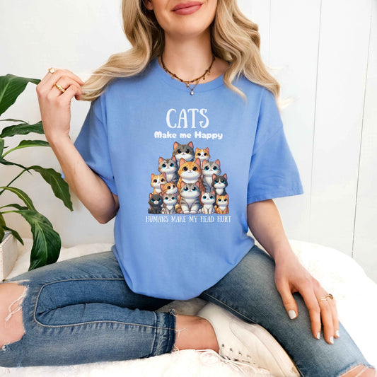 Cats Make Me Happy - T-shirts