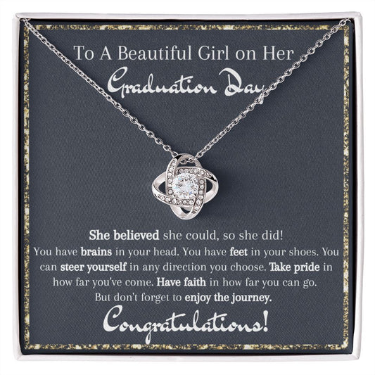 To a Beautiful Girl on Her Graduation Day - Love Knot Necklace - Congratulations