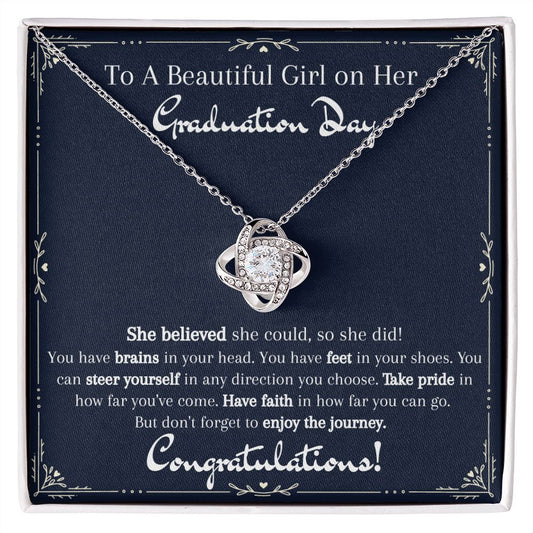 To a Beautiful Girl on Her Graduation Day - Love Knot Necklace - Congratulations