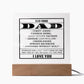 DAD CODE - I LOVE YOU - Square Acrylic Plaque