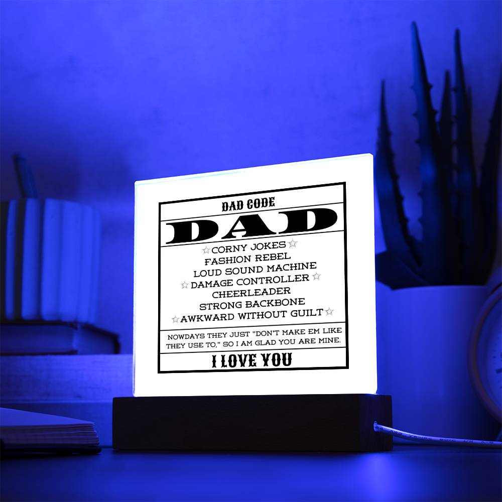 DAD CODE - I LOVE YOU - Square Acrylic Plaque