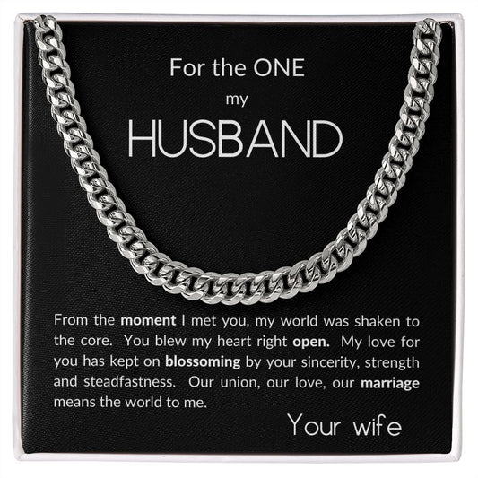To my Husband - Cuban Link Chain - blossoming marriage - your wife