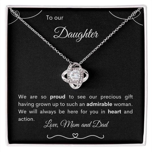 To our Daughter - Love Knot Necklace - love Mom and Dad