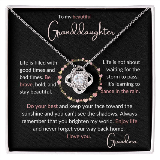 To my Granddaughter - Love Knot Necklace - Grandma