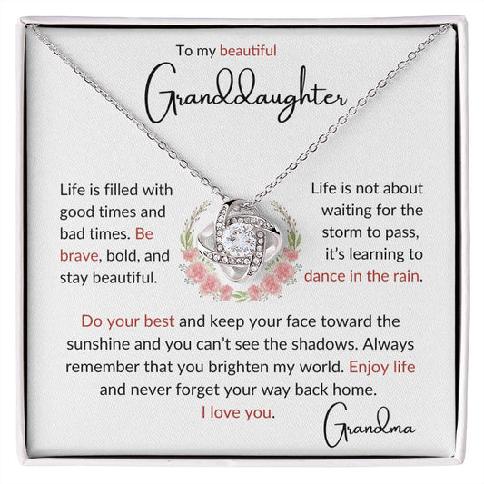 To my Granddaughter - Love Knot Necklace - Grandma