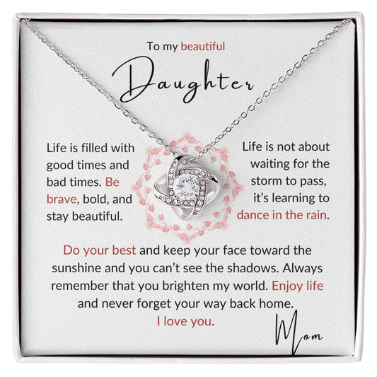To my Daughter - Love Knot Necklace - Mom