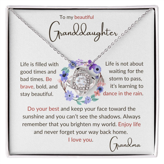To my Granddaughter - Love Knot Necklace - Grandma
