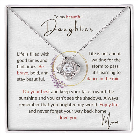 To my Daughter - Love Knot Necklace - Mom
