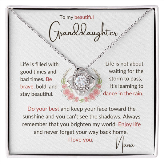 To my Granddaughter - Love Knot Necklace - Nana
