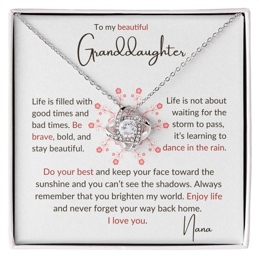 To my Granddaughter - Love Knot Necklace - Nana