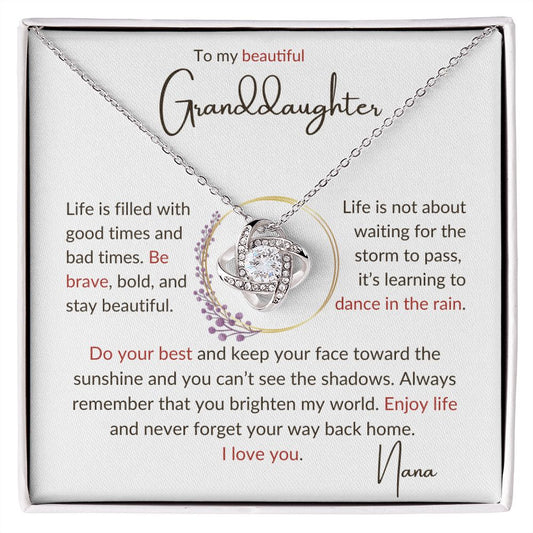 To my Granddaughter - Love Knot Necklace - Nana