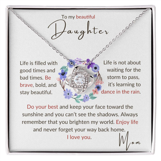 To my Daughter - Love Knot Necklace - Mom