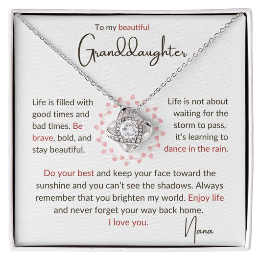 To my Granddaughter - Love Knot Necklace - Nana