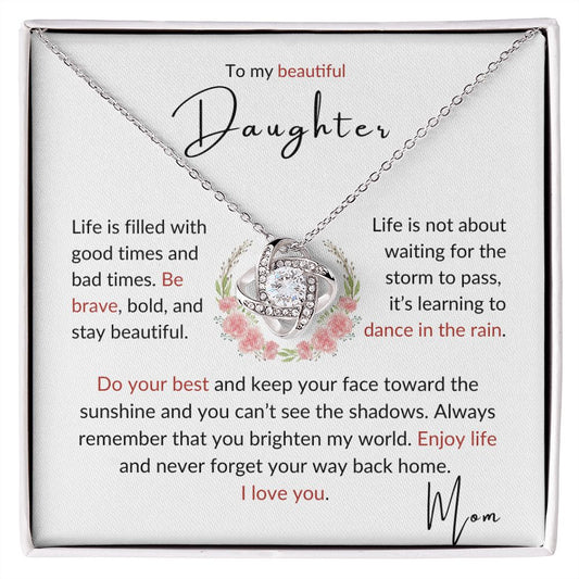 To my Daughter - Love Knot Necklace - Mom