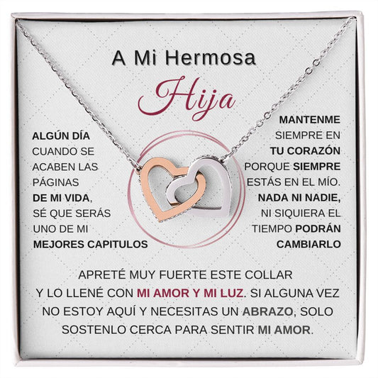 A Mi Hermosa Hija - Interlocking Hearts necklace - Mi Amor Y Mi Luz