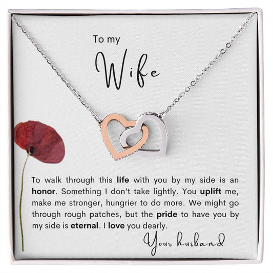 To my Wife - Interlocking Hearts Necklace - your husband