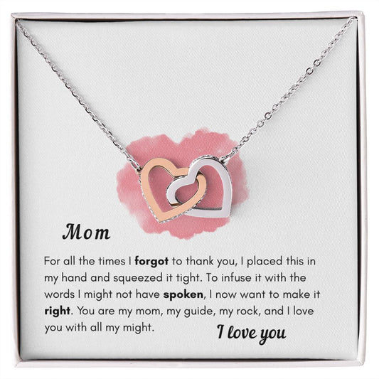 Mom - Interlocking Hearts Necklace - I love you