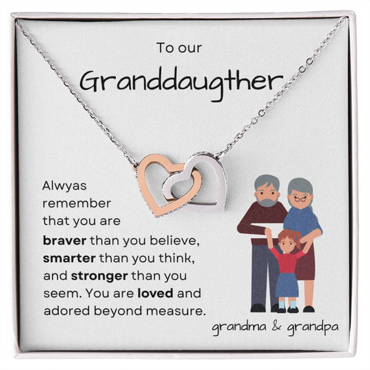 To our Granddaughter - Interlocking Hearts Necklace - Grandma & Grandpa