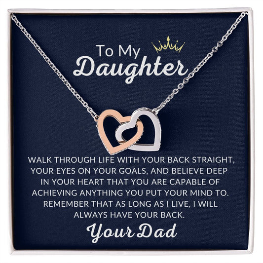 To my Daughter - Interlocking Hearts necklace - your Dad