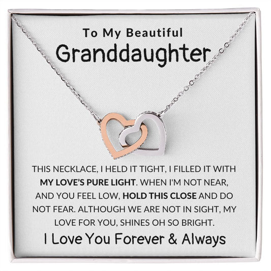 To my Beautiful Granddaughter - Interlocking Hearts Necklace - I Love You Forever & Always