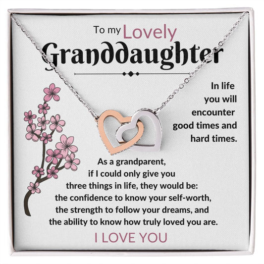 To my Lovely Granddaughter - Interlocking Hearts Necklace - I love you