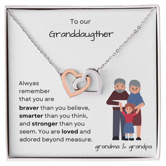 To our Granddaughter - Interlocking Hearts Necklace - grandma and grandpa