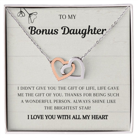 To my Bonus Daughter - Interlocking Hearts Necklace