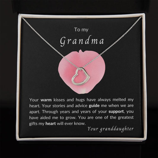To my Grandma - Delicate Heart Necklace - your granddaughter